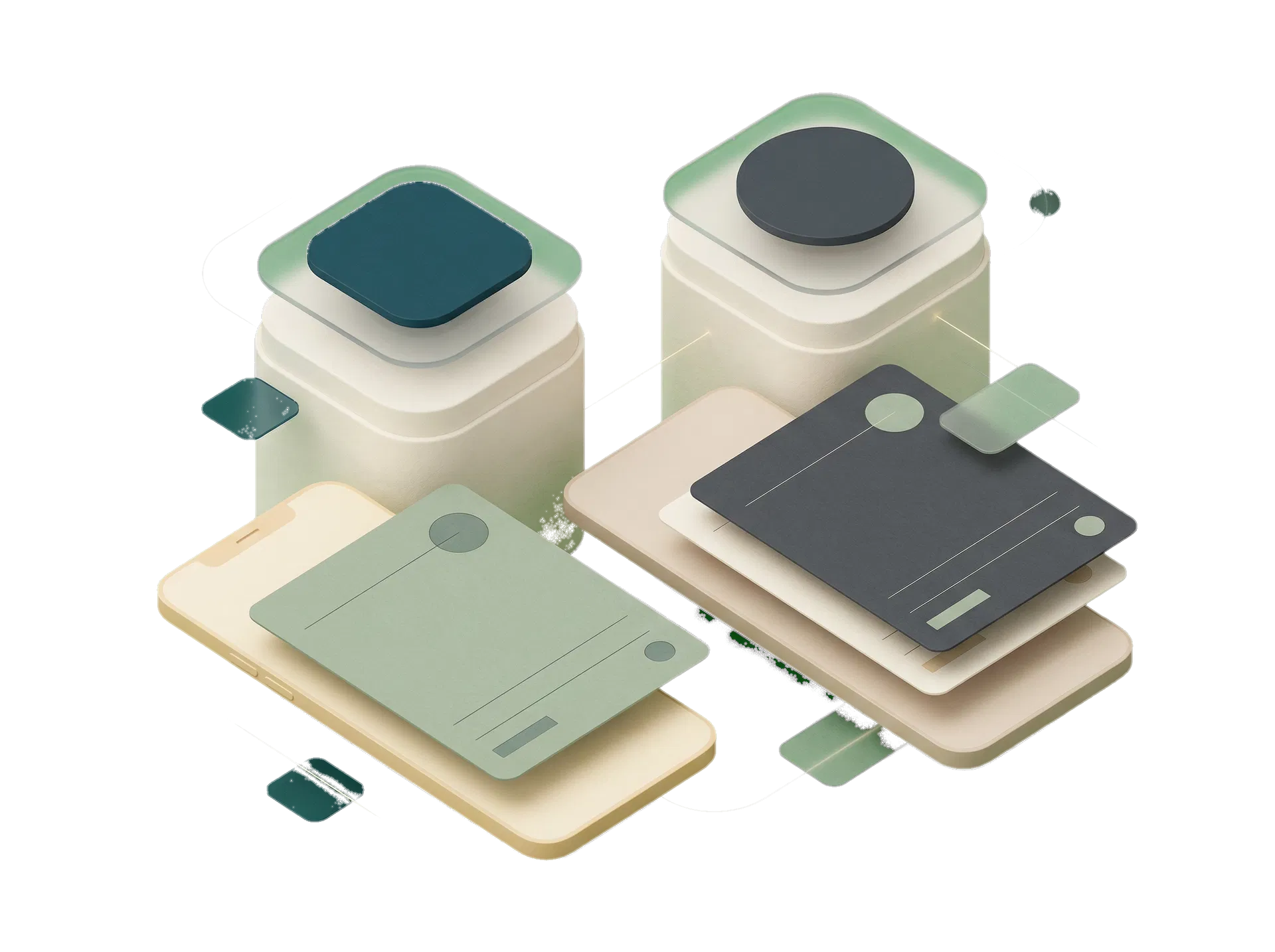 Abstract gallery illustration representing app showcases and digital product presentation