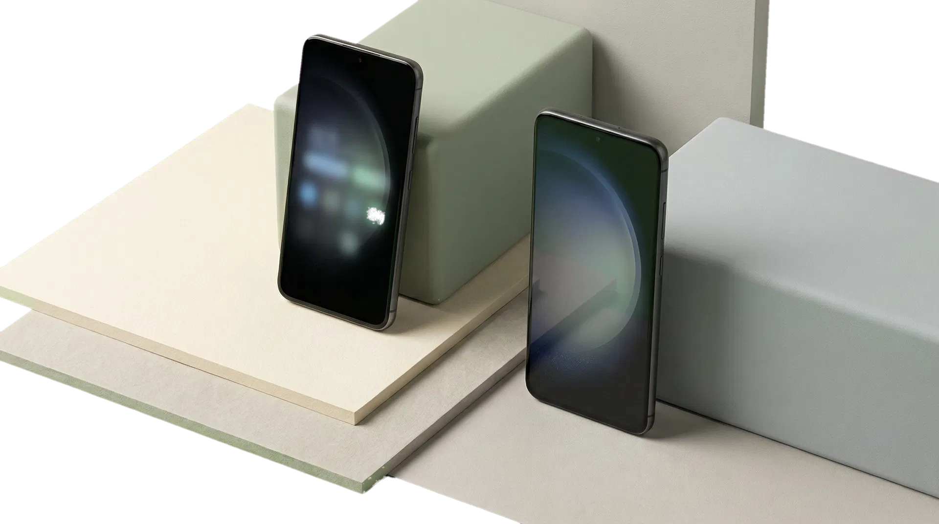 Editorial illustration of smartphones and layered surfaces representing mobile app publishing